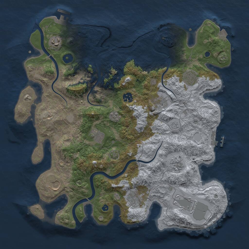 Rust Map: Procedural Map, Size: 3800, Seed: 486981, 16 Monuments
