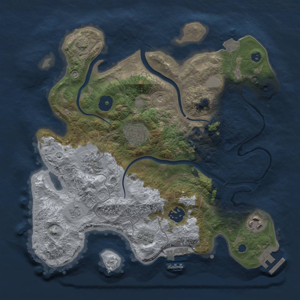 Rust Map: Procedural Map, Size: 3000, Seed: 87555, 11 Monuments
