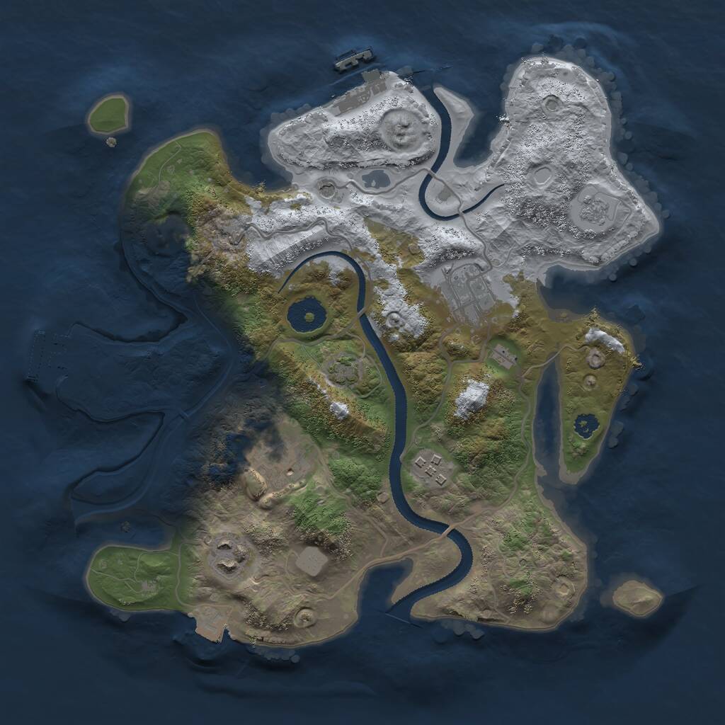 Rust Map: Procedural Map, Size: 3000, Seed: 27664, 10 Monuments