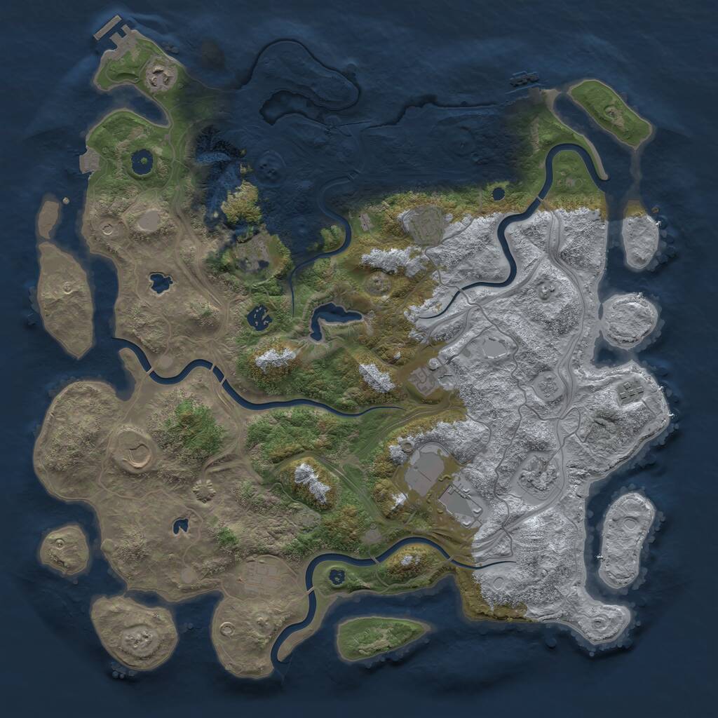 Rust Map: Procedural Map, Size: 4500, Seed: 842525170, 16 Monuments