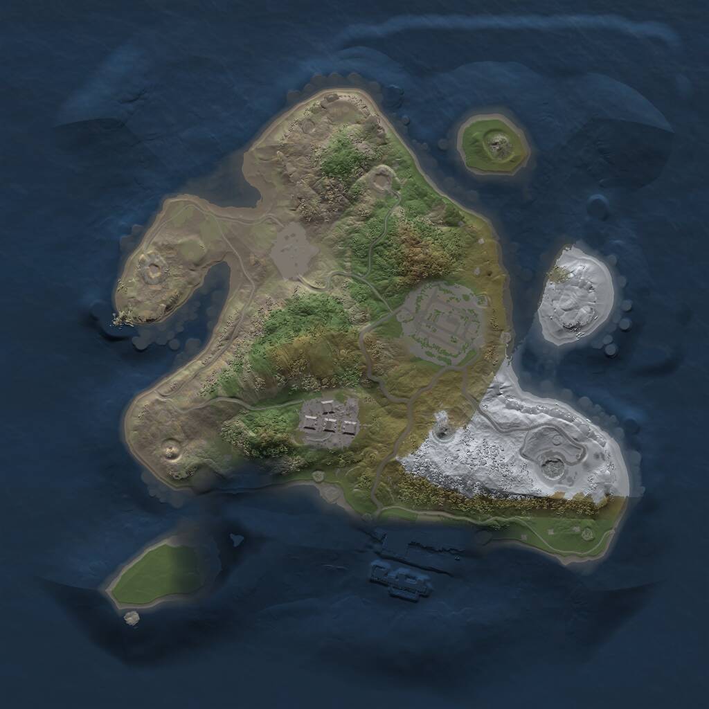 Rust Map: Procedural Map, Size: 2000, Seed: 5489545, 5 Monuments