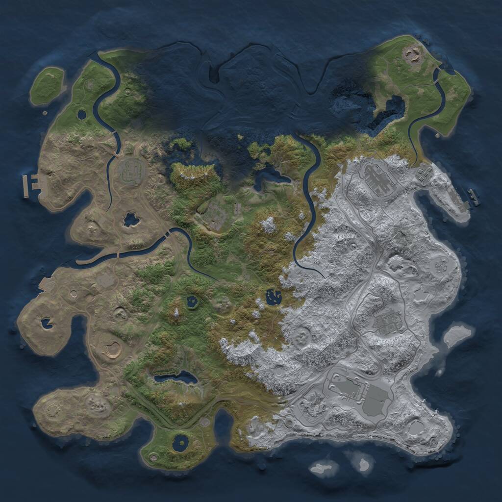 Rust Map: Procedural Map, Size: 4500, Seed: 687305368, 16 Monuments
