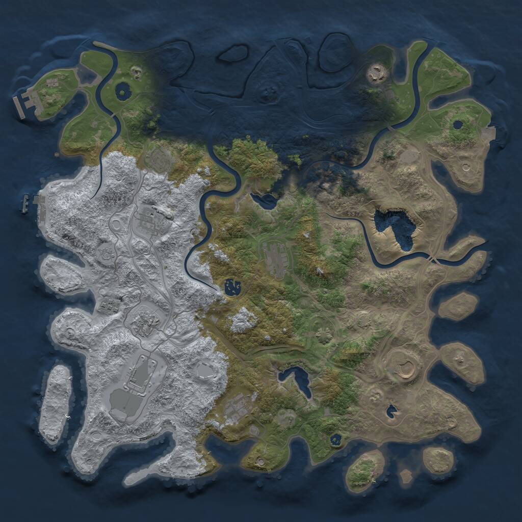 Rust Map: Procedural Map, Size: 4500, Seed: 1131328303, 16 Monuments