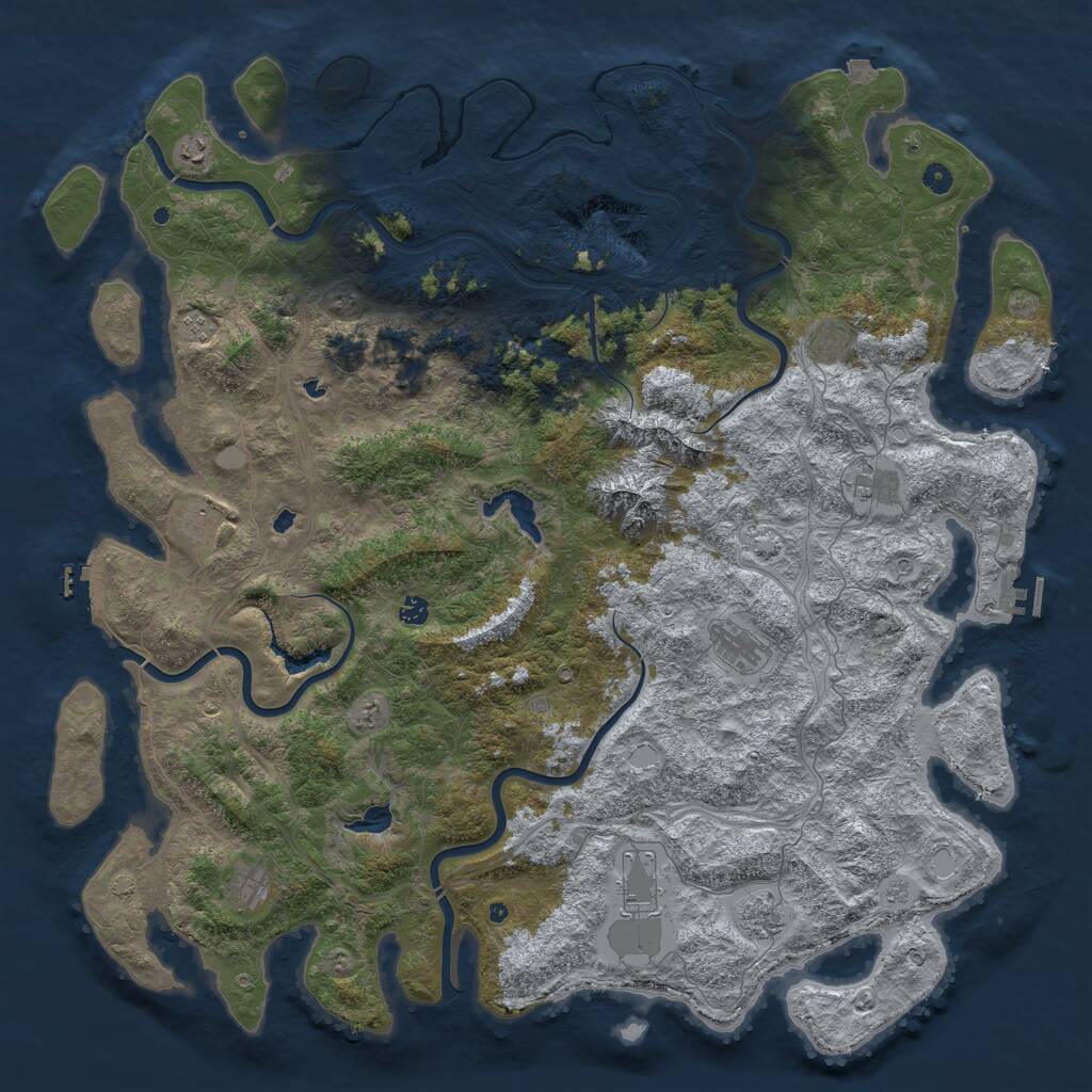 Rust Map: Procedural Map, Size: 5500, Seed: 806389130, 19 Monuments