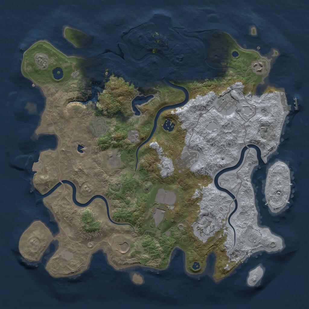 Rust Map: Procedural Map, Size: 4000, Seed: 23541155, 16 Monuments