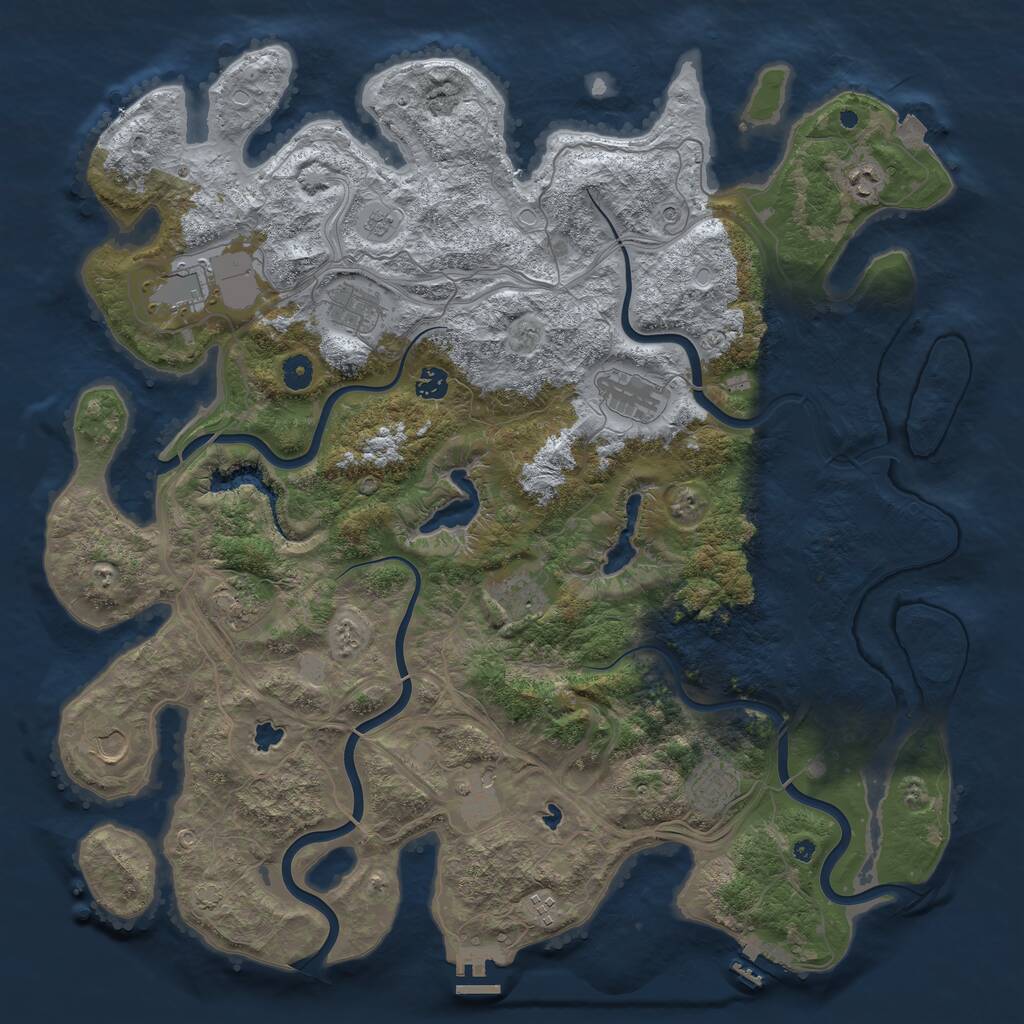 Rust Map: Procedural Map, Size: 4650, Seed: 58763, 17 Monuments