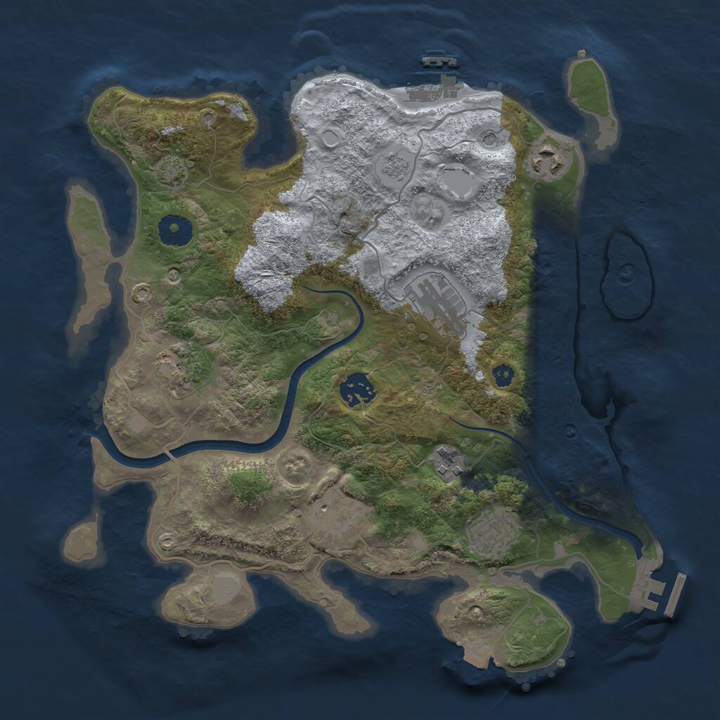 Rust Map: Procedural Map, Size: 3250, Seed: 608171127, 13 Monuments