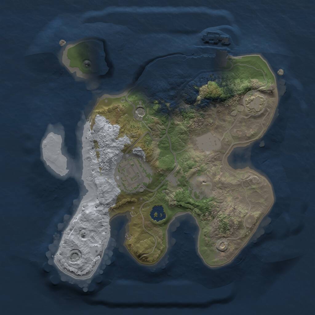 Rust Map: Procedural Map, Size: 2000, Seed: 729718578, 5 Monuments
