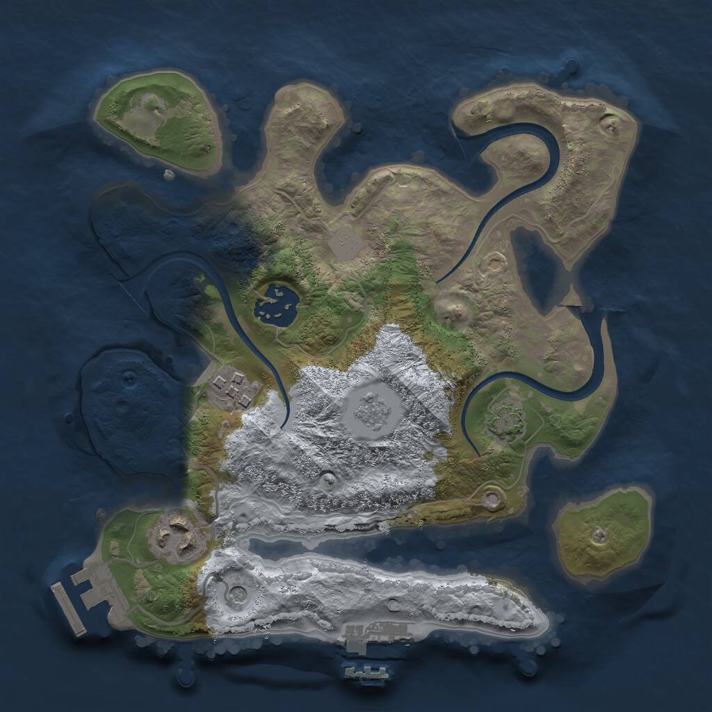 Rust Map: Procedural Map, Size: 2500, Seed: 183497661, 9 Monuments