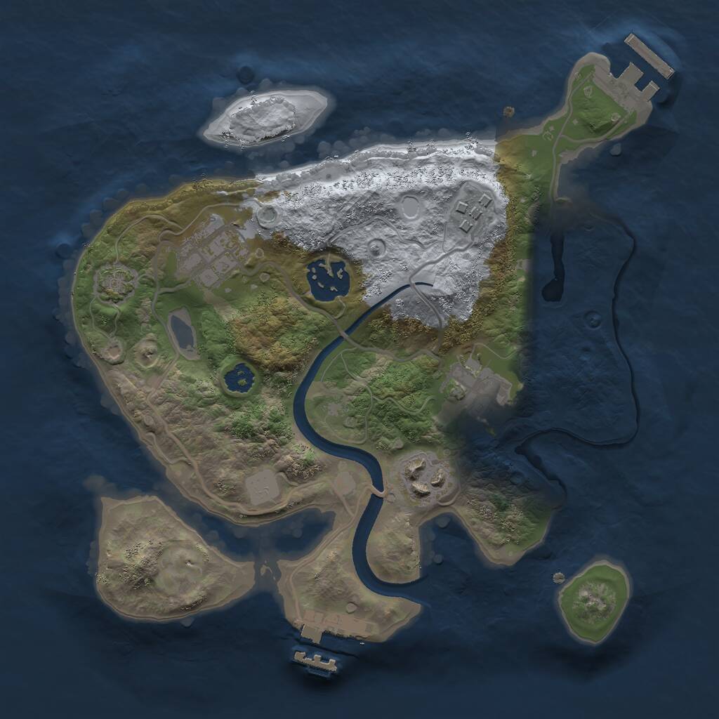 Rust Map: Procedural Map, Size: 2500, Seed: 2468101, 9 Monuments