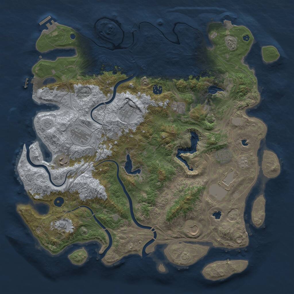 Rust Map: Procedural Map, Size: 4500, Seed: 110816564, 16 Monuments