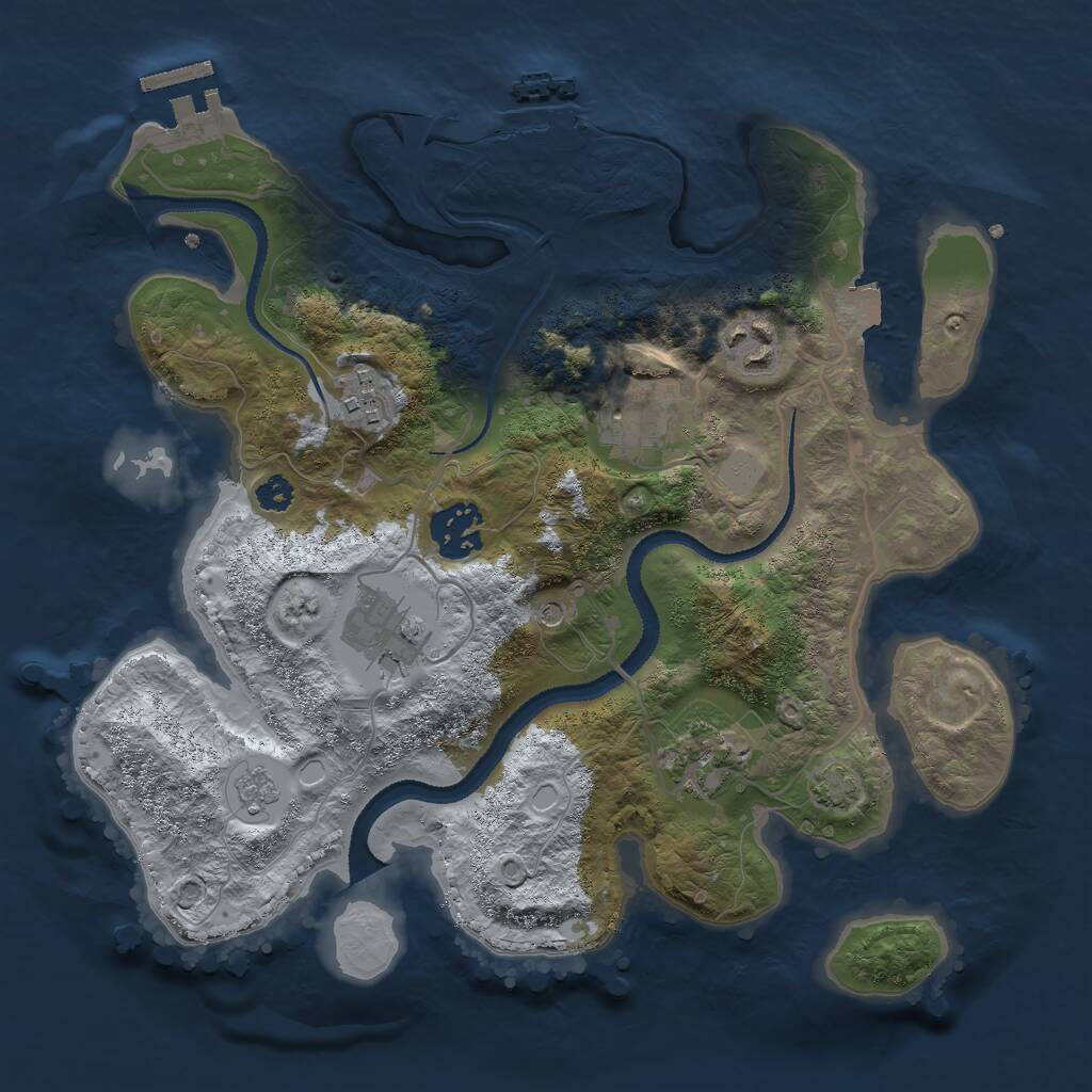 Rust Map: Procedural Map, Size: 3000, Seed: 9604175, 12 Monuments