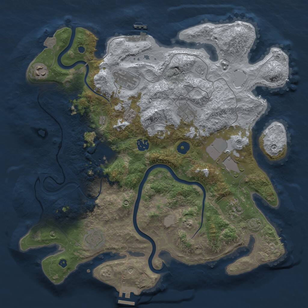 Rust Map: Procedural Map, Size: 3750, Seed: 252420437, 15 Monuments