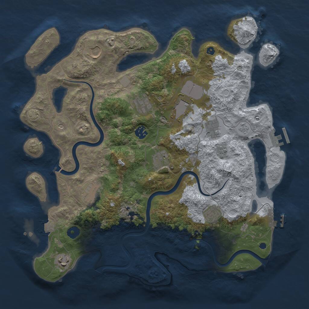 Rust Map: Procedural Map, Size: 3806, Seed: 132670, 16 Monuments