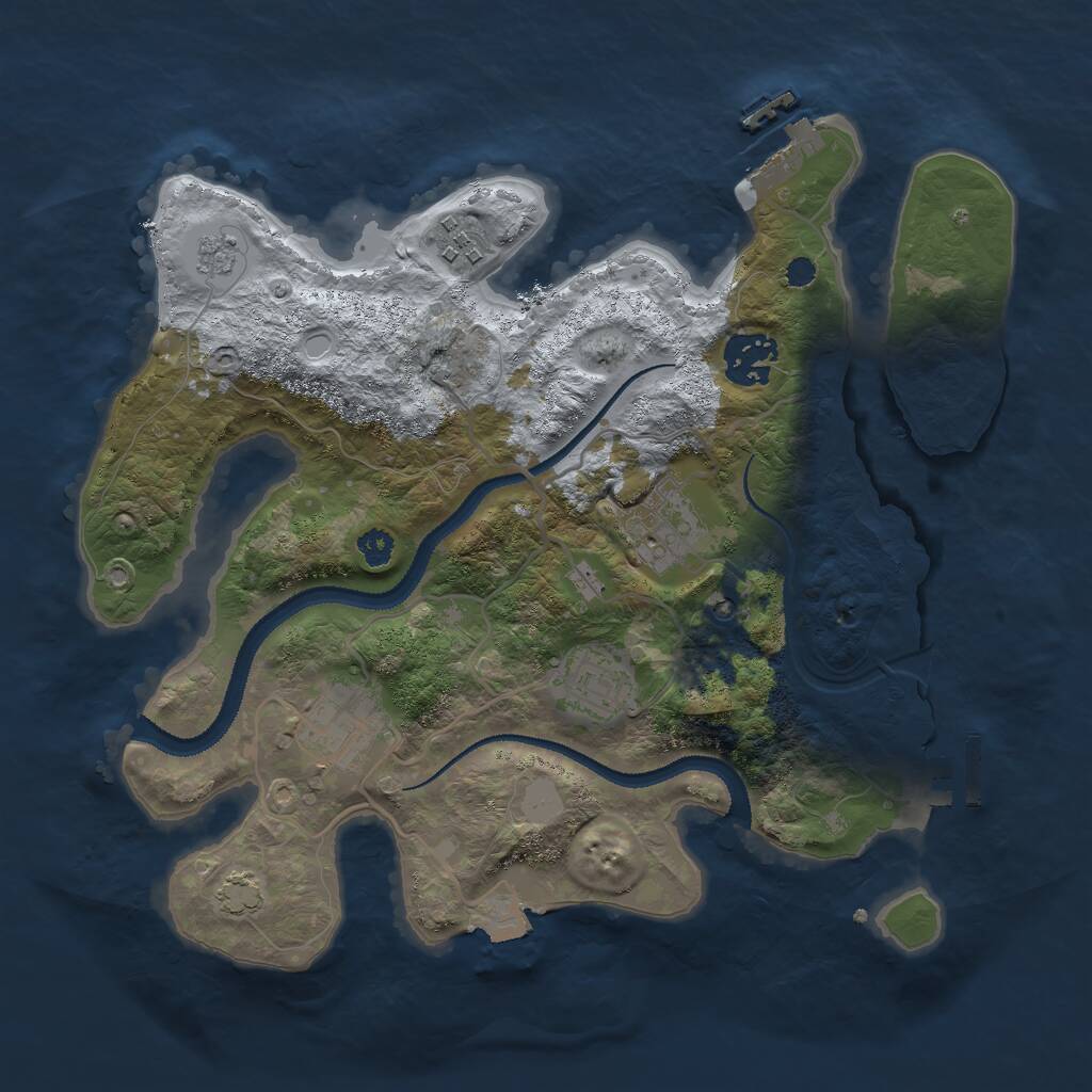 Rust Map: Procedural Map, Size: 3000, Seed: 48877, 11 Monuments
