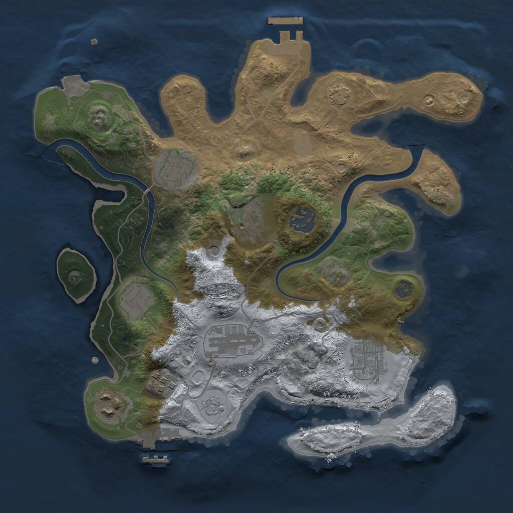 Rust Map: Procedural Map, Size: 3000, Seed: 30673942, 15 Monuments