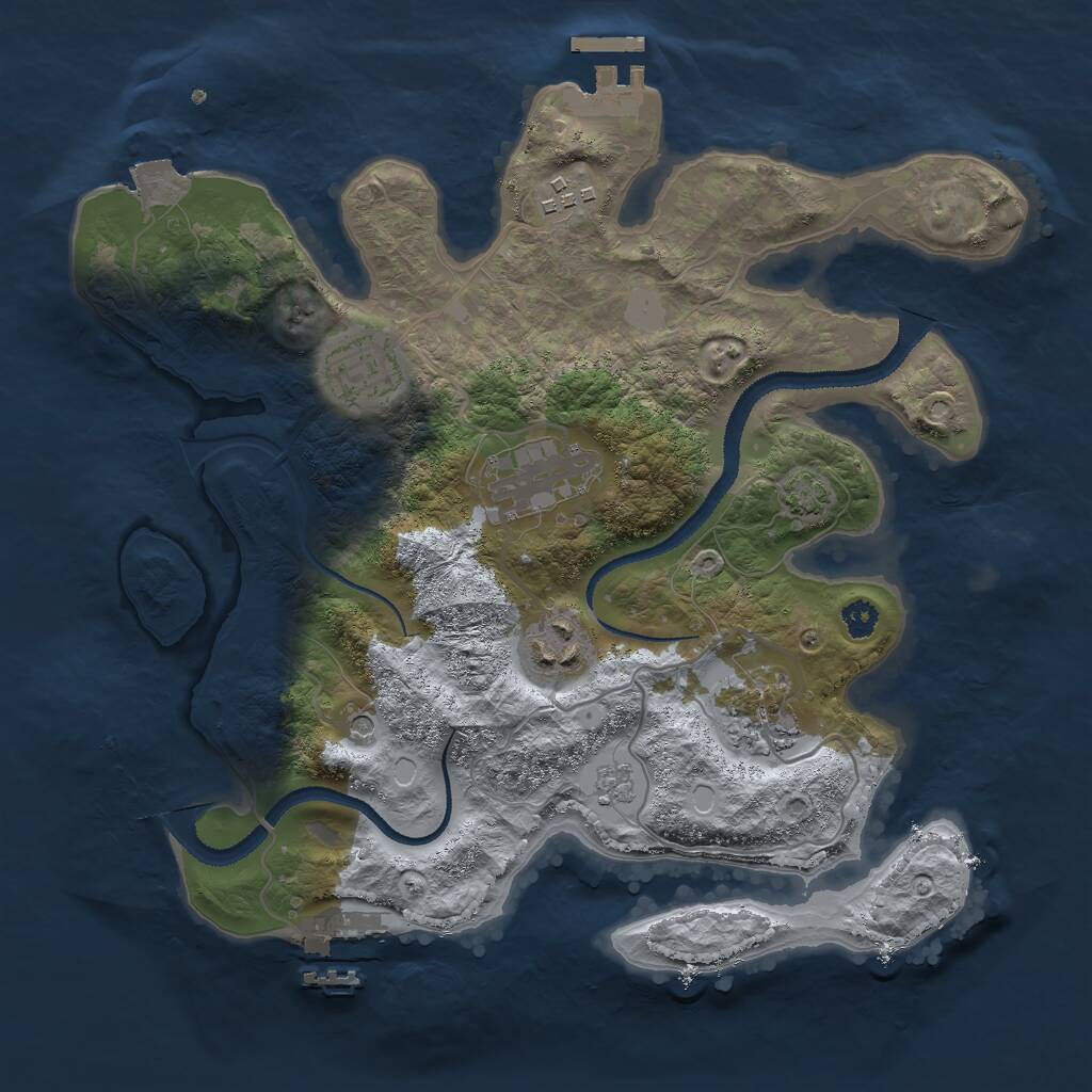Rust Map: Procedural Map, Size: 3000, Seed: 30673942, 11 Monuments