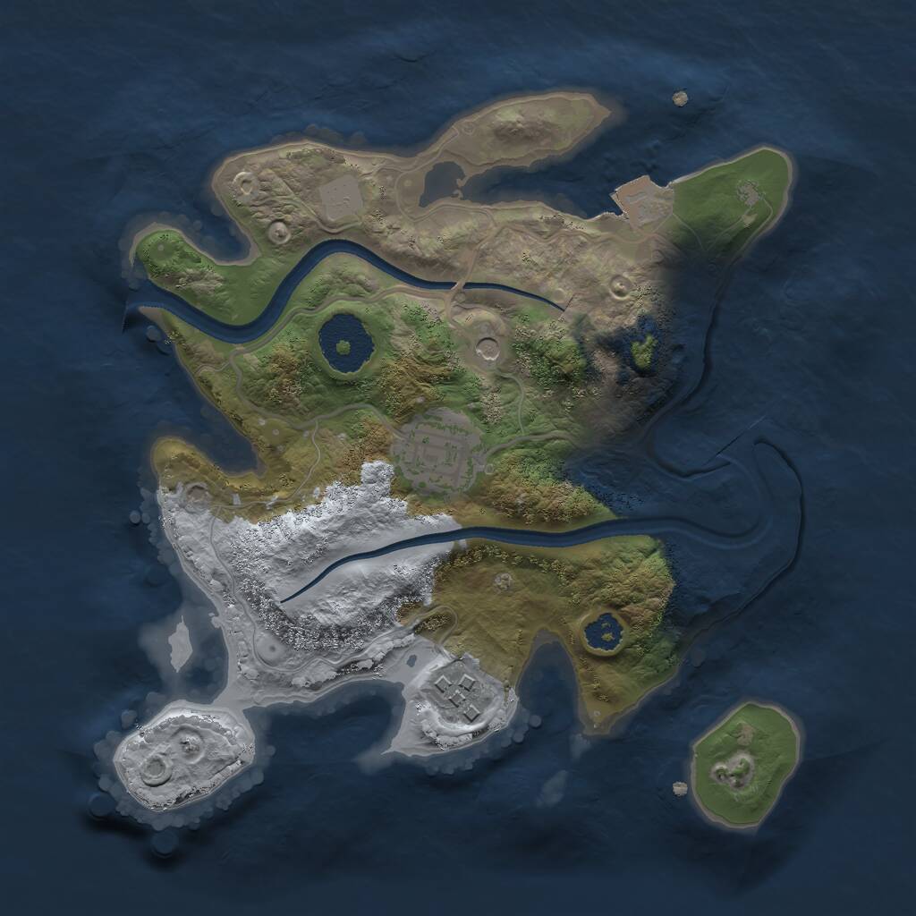 Rust Map: Procedural Map, Size: 2500, Seed: 2108832671, 4 Monuments