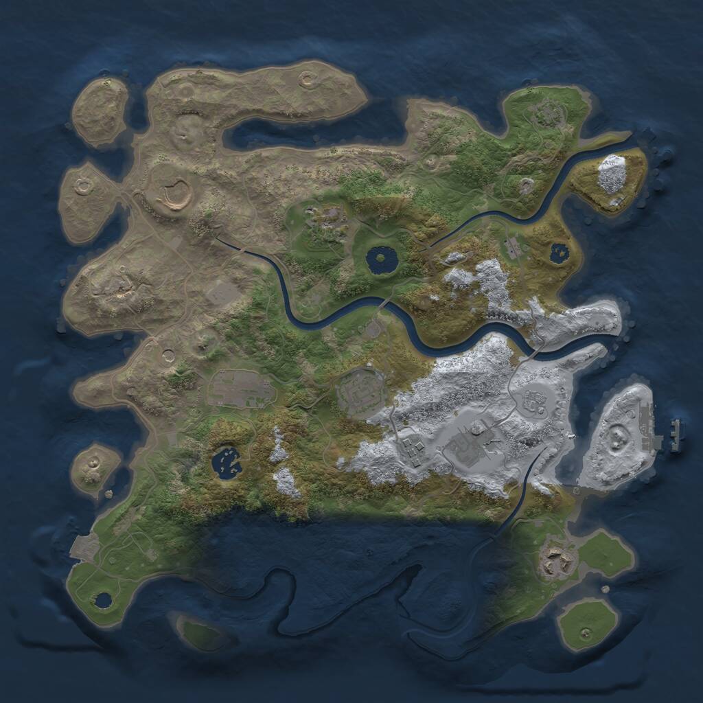 Rust Map: Procedural Map, Size: 3500, Seed: 1973936647, 13 Monuments