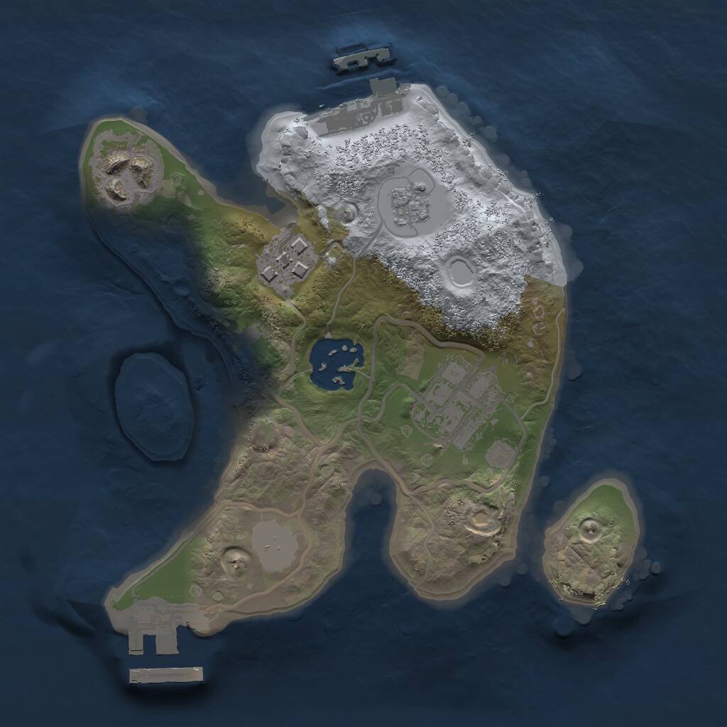 Rust Map: Procedural Map, Size: 2000, Seed: 2071599505, 8 Monuments