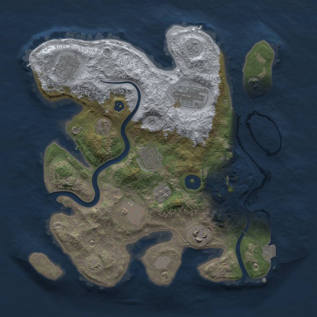 Rust Map: Procedural Map, Size: 3000, Seed: 1533060020, 10 Monuments
