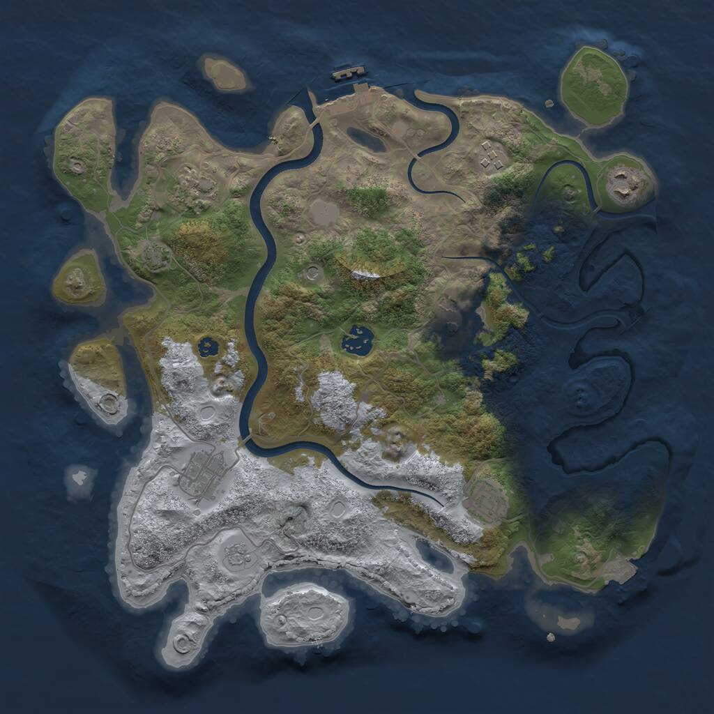 Rust Map: Procedural Map, Size: 3500, Seed: 32689777, 12 Monuments