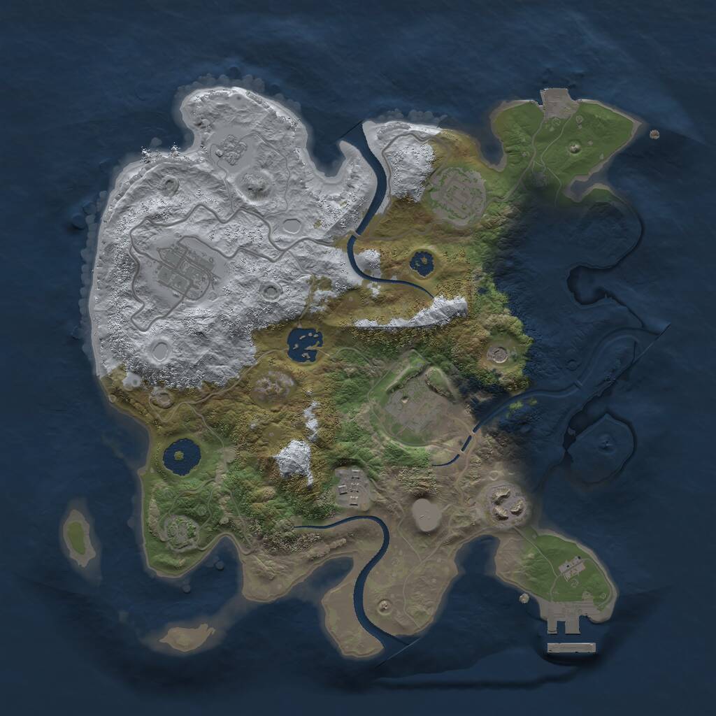 Rust Map: Procedural Map, Size: 3000, Seed: 1942703750, 11 Monuments