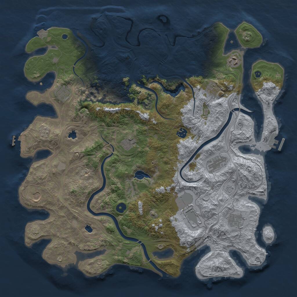 Rust Map: Procedural Map, Size: 4500, Seed: 1853457, 16 Monuments