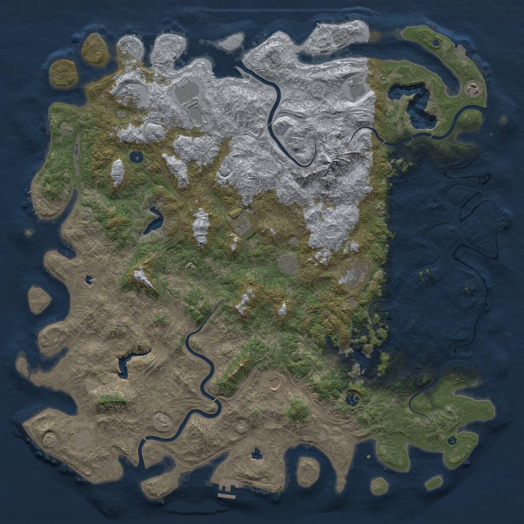 Rust Map: Procedural Map, Size: 6000, Seed: 664206, 17 Monuments