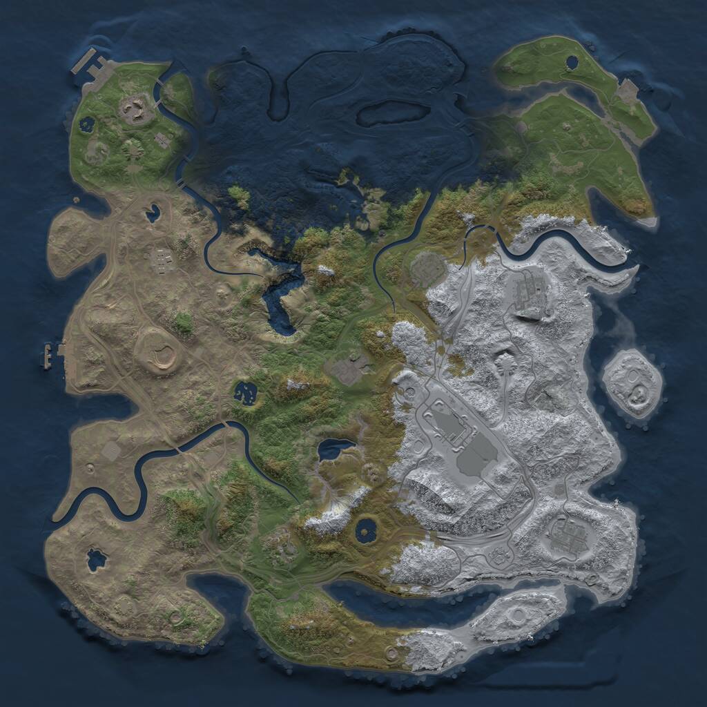 Rust Map: Procedural Map, Size: 4500, Seed: 1214205370, 16 Monuments