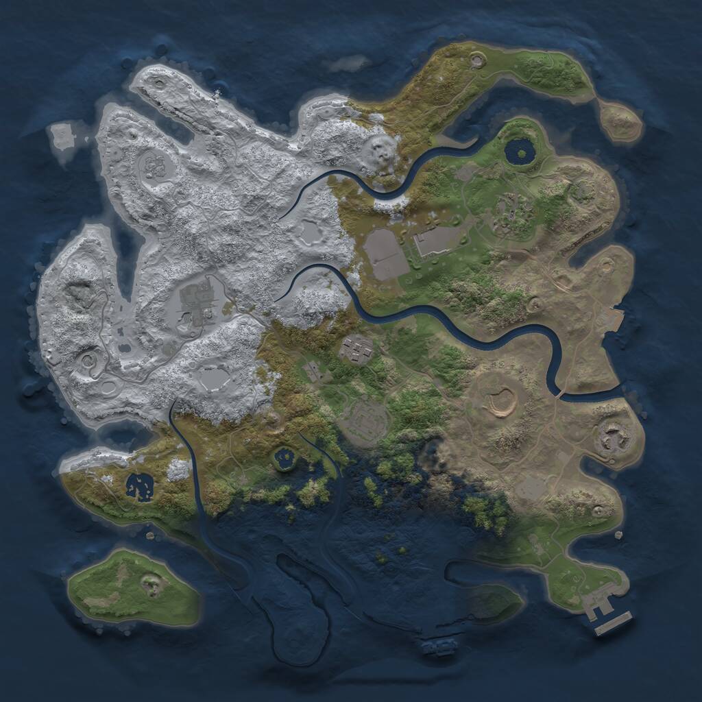 Rust Map: Procedural Map, Size: 3600, Seed: 349, 14 Monuments