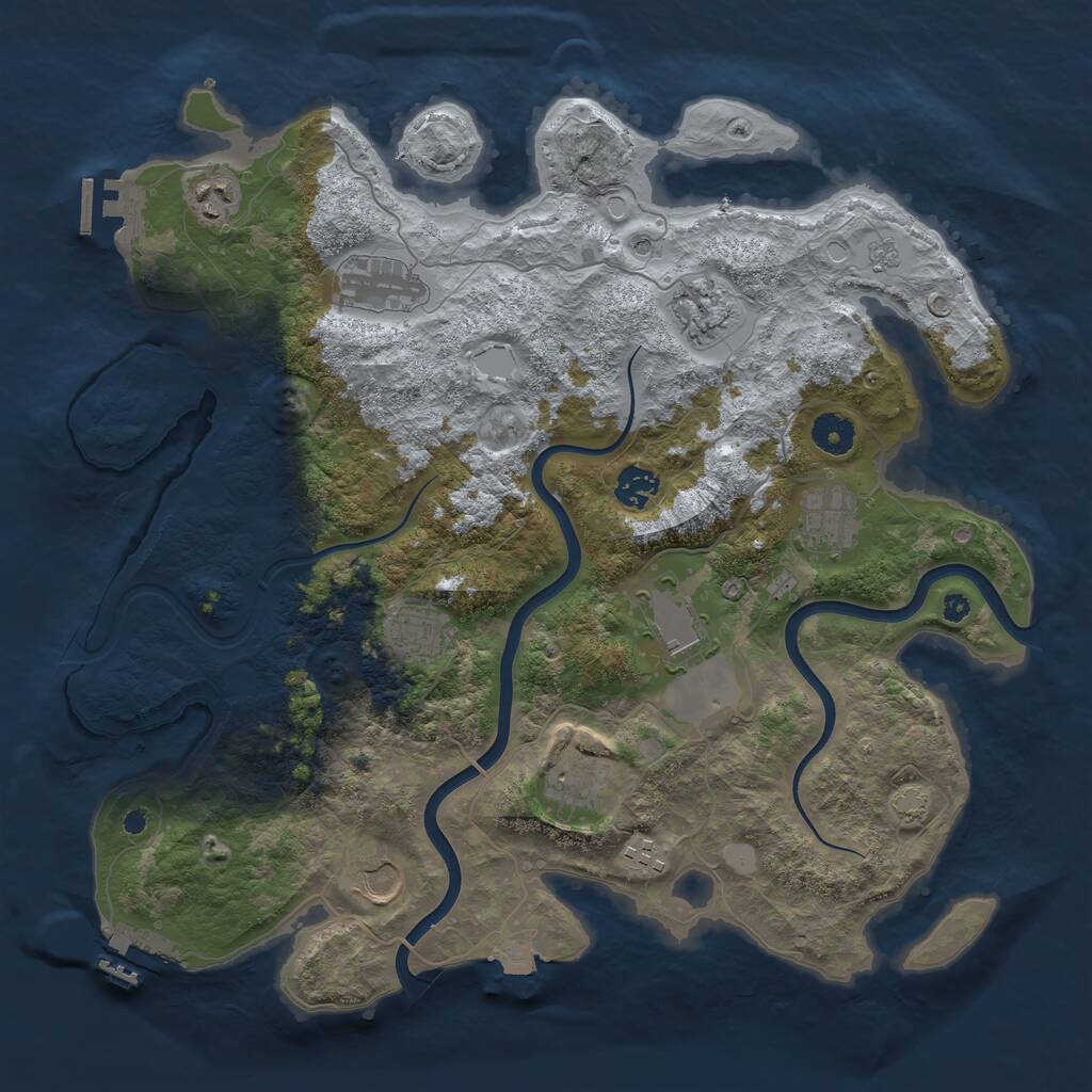 Rust Map: Procedural Map, Size: 3900, Seed: 11111, 16 Monuments