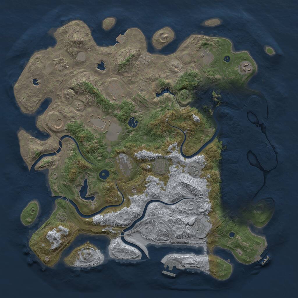 Rust Map: Procedural Map, Size: 4500, Seed: 349086907, 17 Monuments