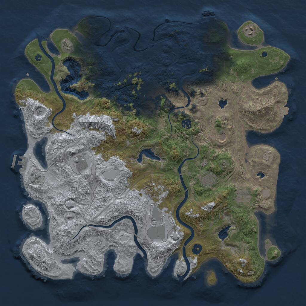 Rust Map: Procedural Map, Size: 4500, Seed: 772802647, 16 Monuments