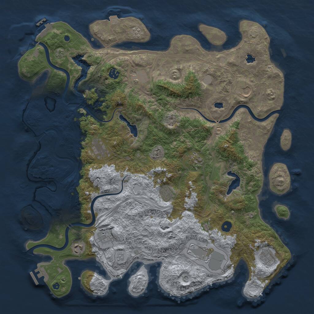 Rust Map: Procedural Map, Size: 4500, Seed: 1190116895, 17 Monuments