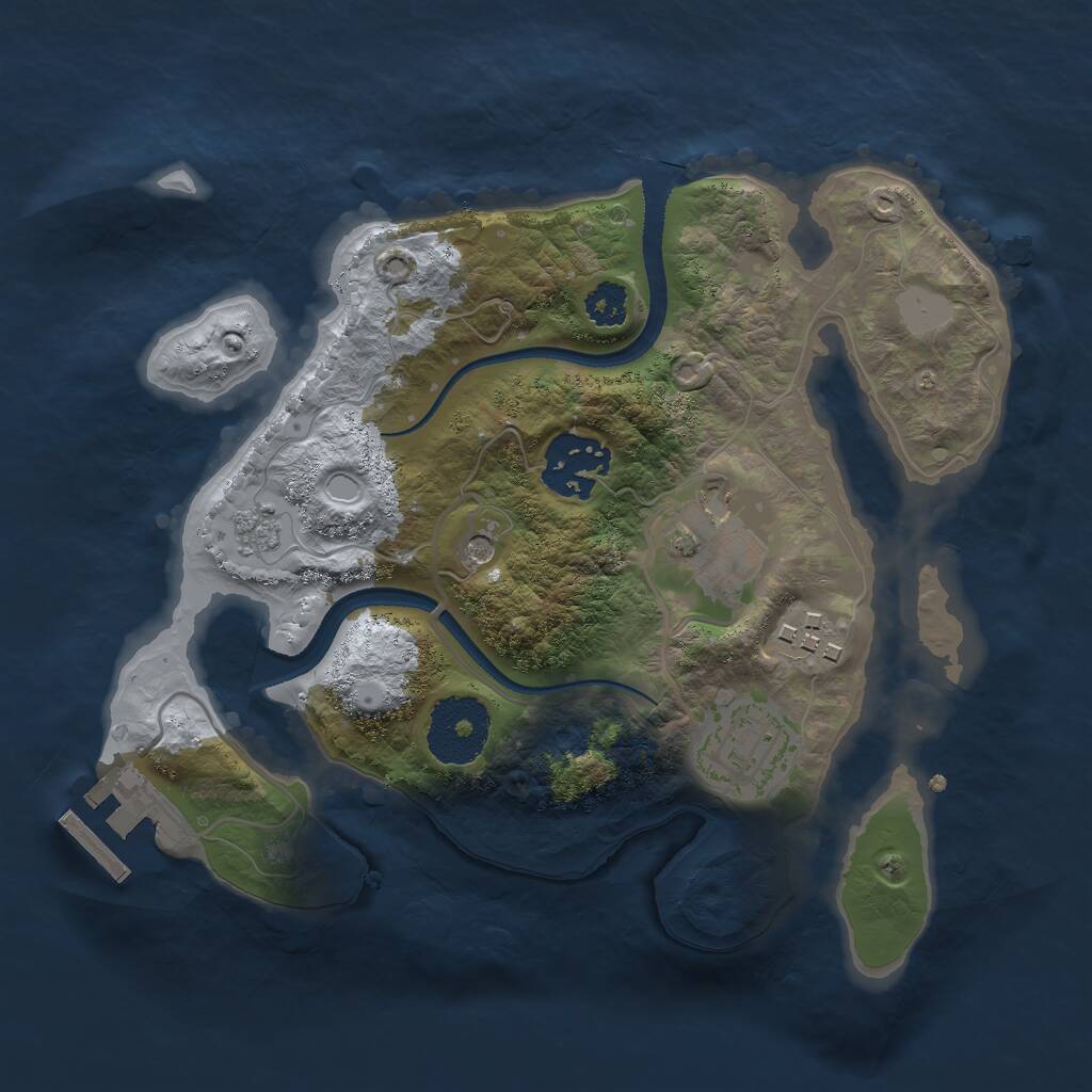 Rust Map: Procedural Map, Size: 2500, Seed: 646464, 8 Monuments