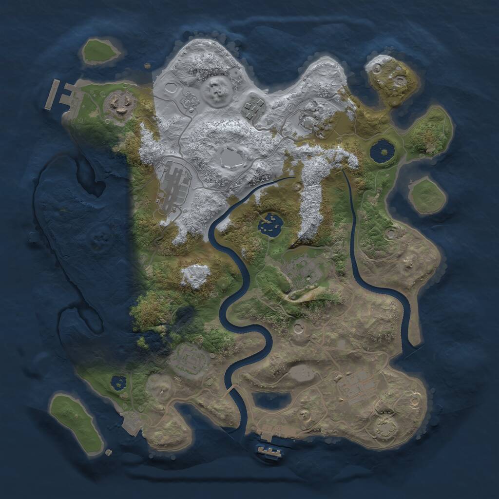 Rust Map: Procedural Map, Size: 3200, Seed: 453201651, 14 Monuments