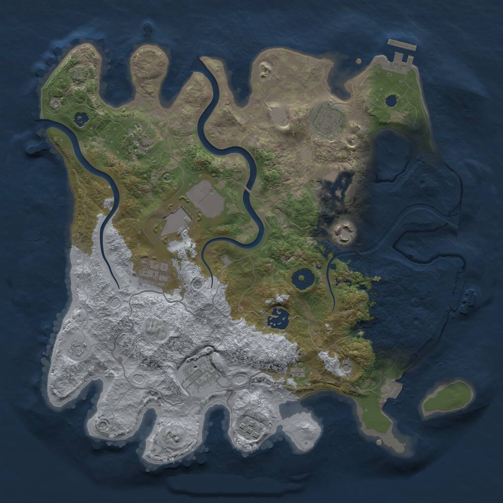 Rust Map: Procedural Map, Size: 3500, Seed: 676926512, 15 Monuments