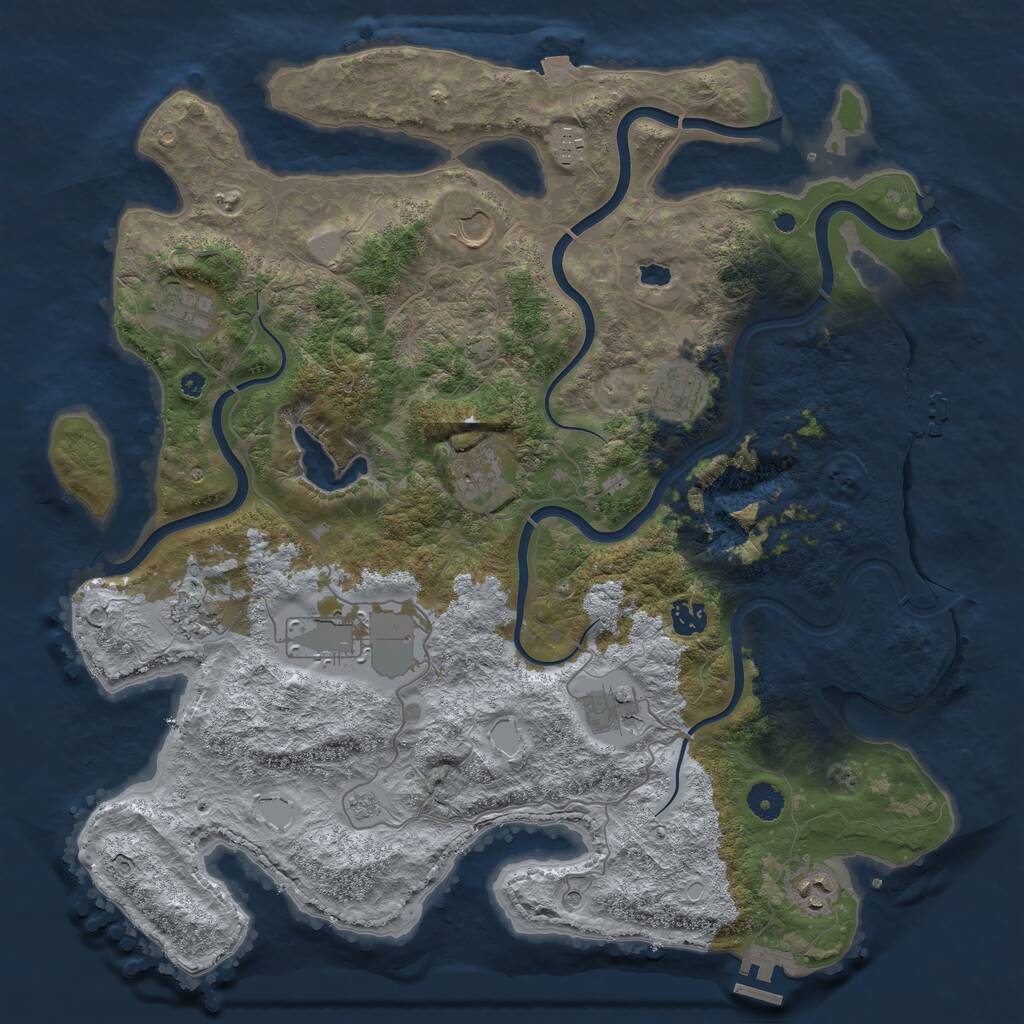 Rust Map: Procedural Map, Size: 4201, Seed: 2147483647, 16 Monuments