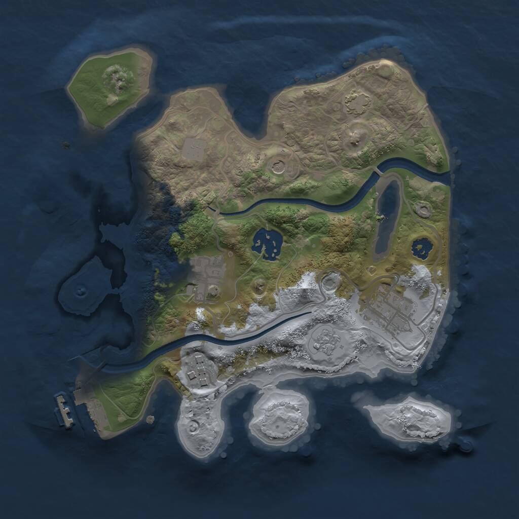 Rust Map: Procedural Map, Size: 2500, Seed: 835888345, 9 Monuments