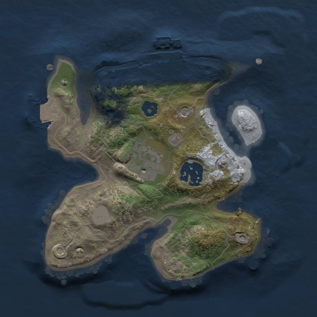 Rust Map: Procedural Map, Size: 2000, Seed: 874905211, 5 Monuments