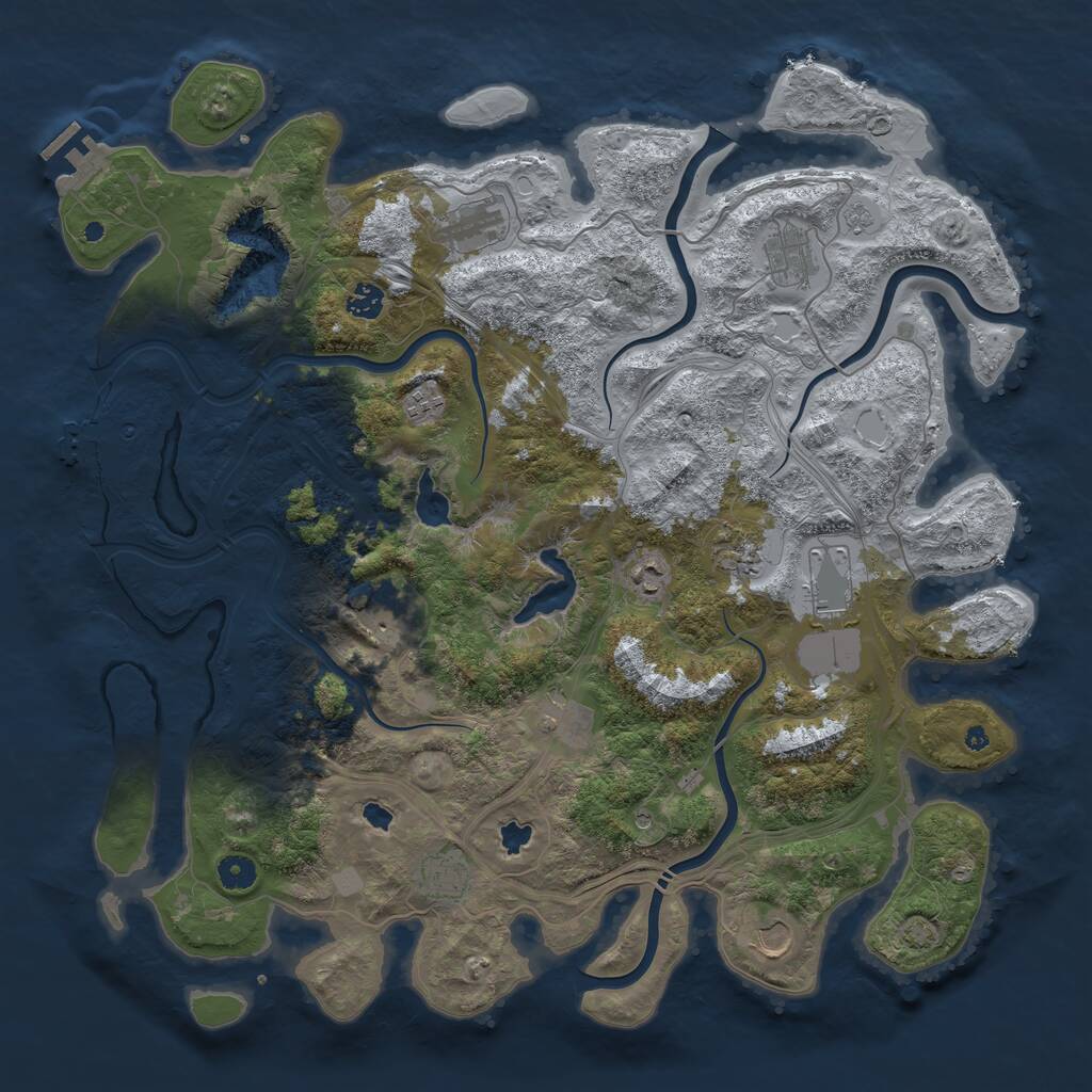 Rust Map: Procedural Map, Size: 4500, Seed: 888077527, 17 Monuments