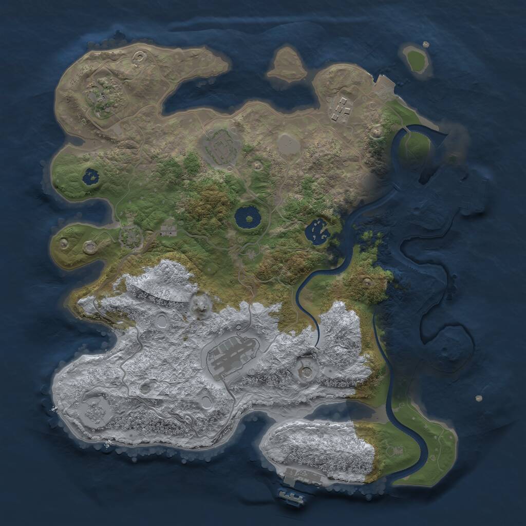 Rust Map: Procedural Map, Size: 3200, Seed: 44133744, 11 Monuments