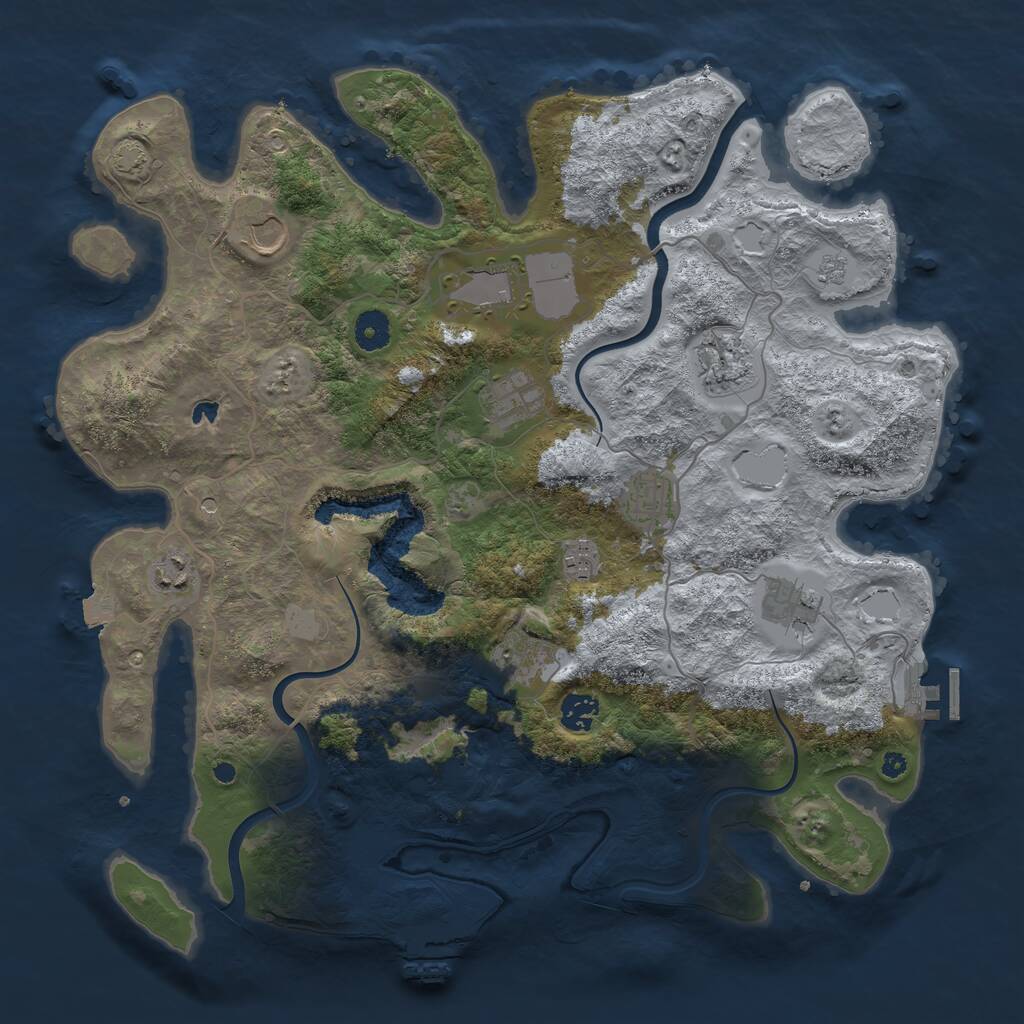 Rust Map: Procedural Map, Size: 4000, Seed: 2111945664, 16 Monuments