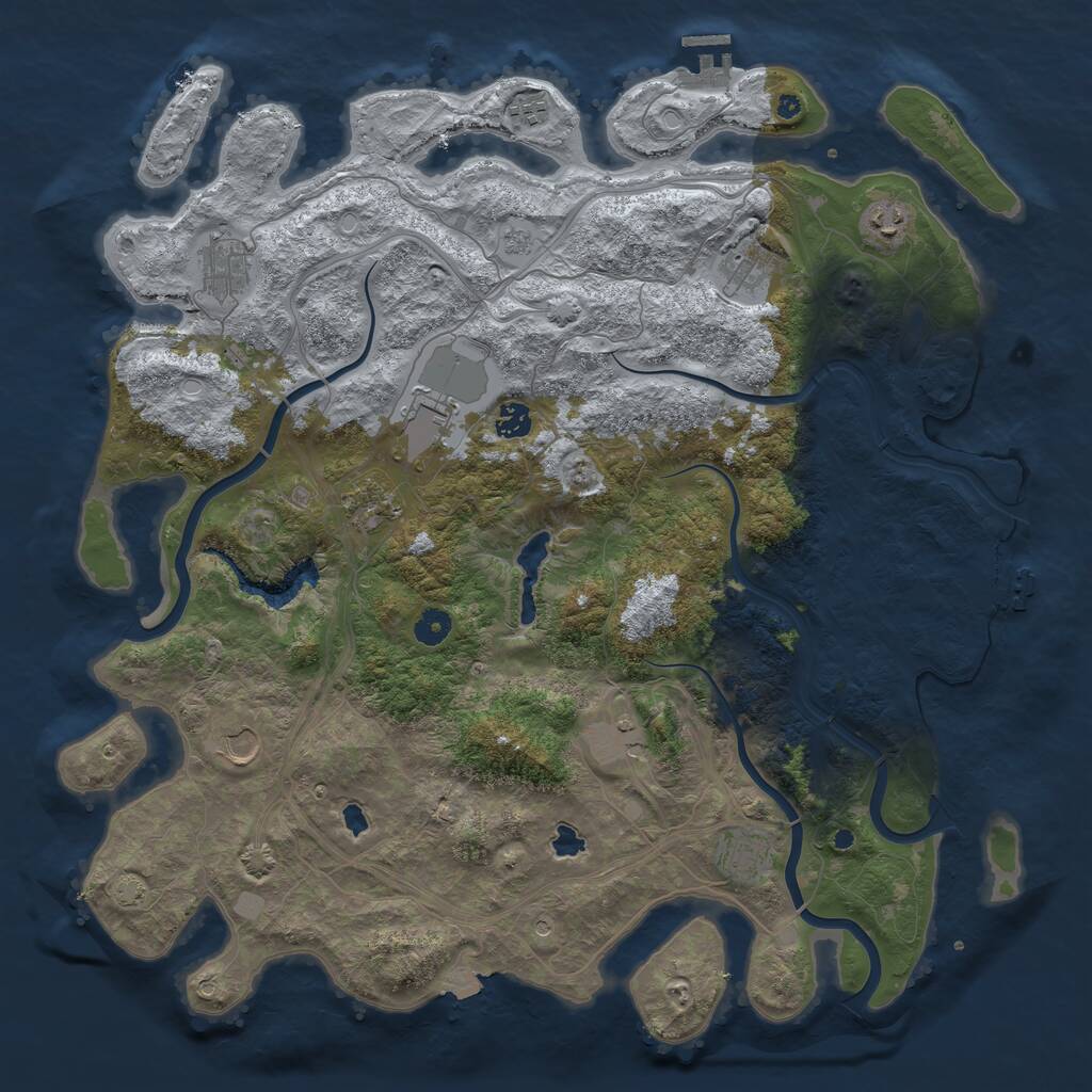 Rust Map: Procedural Map, Size: 4500, Seed: 279938816, 16 Monuments