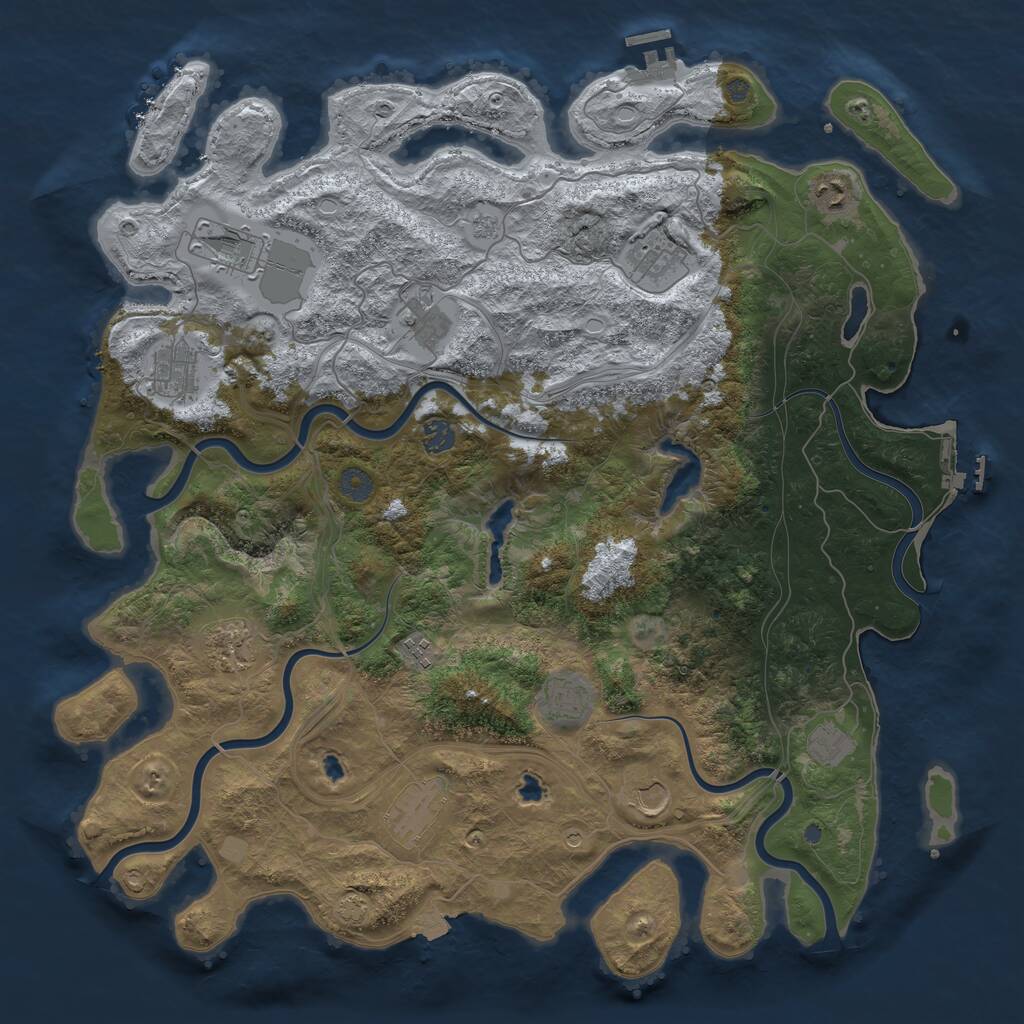 Rust Map: Procedural Map, Size: 4500, Seed: 279938816, 19 Monuments