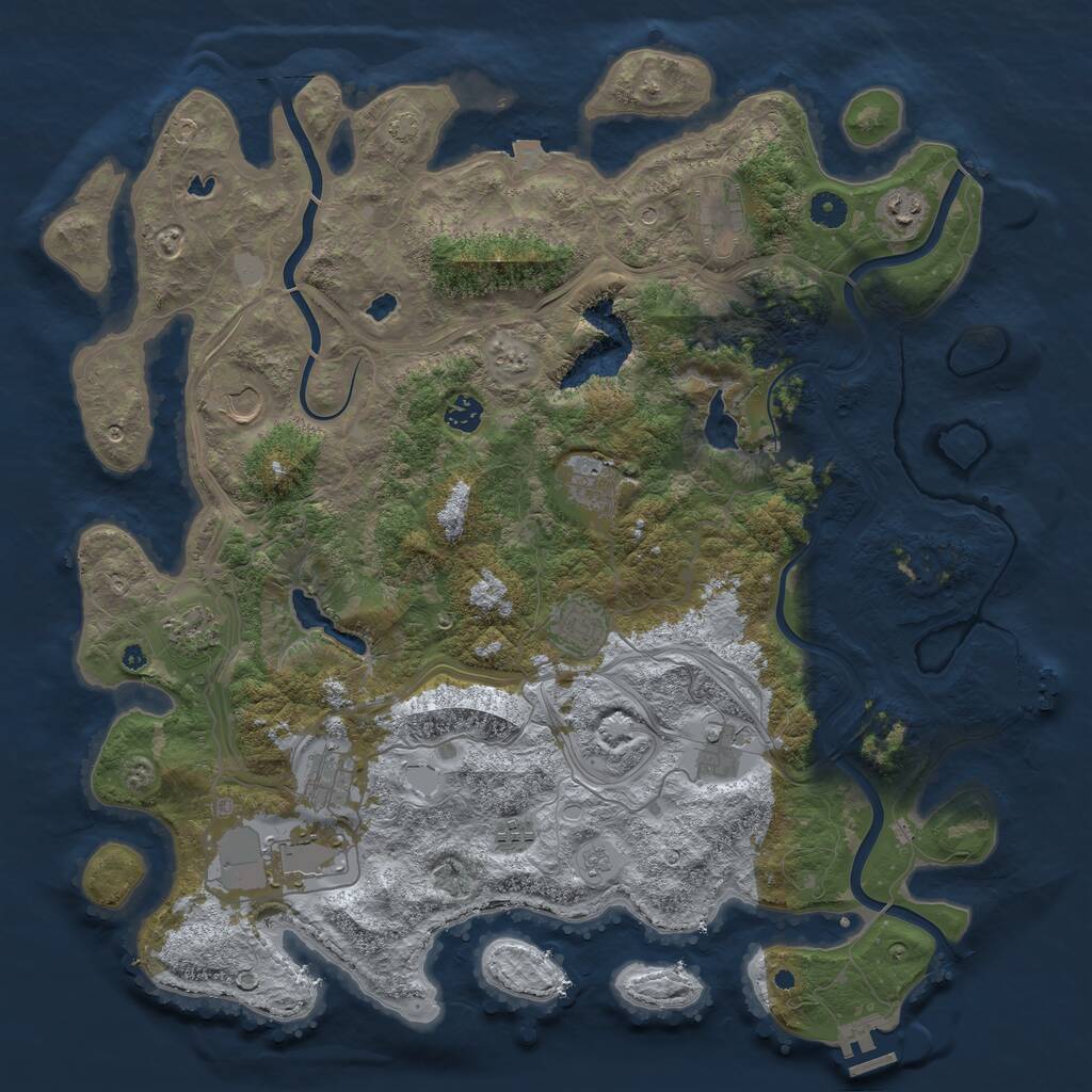Rust Map: Procedural Map, Size: 4500, Seed: 1243086728, 17 Monuments
