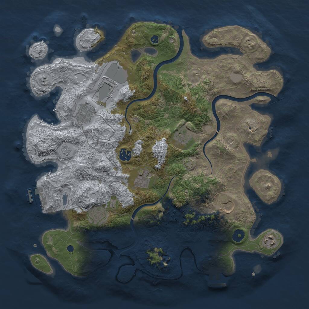 Rust Map: Procedural Map, Size: 3750, Seed: 119014446, 15 Monuments