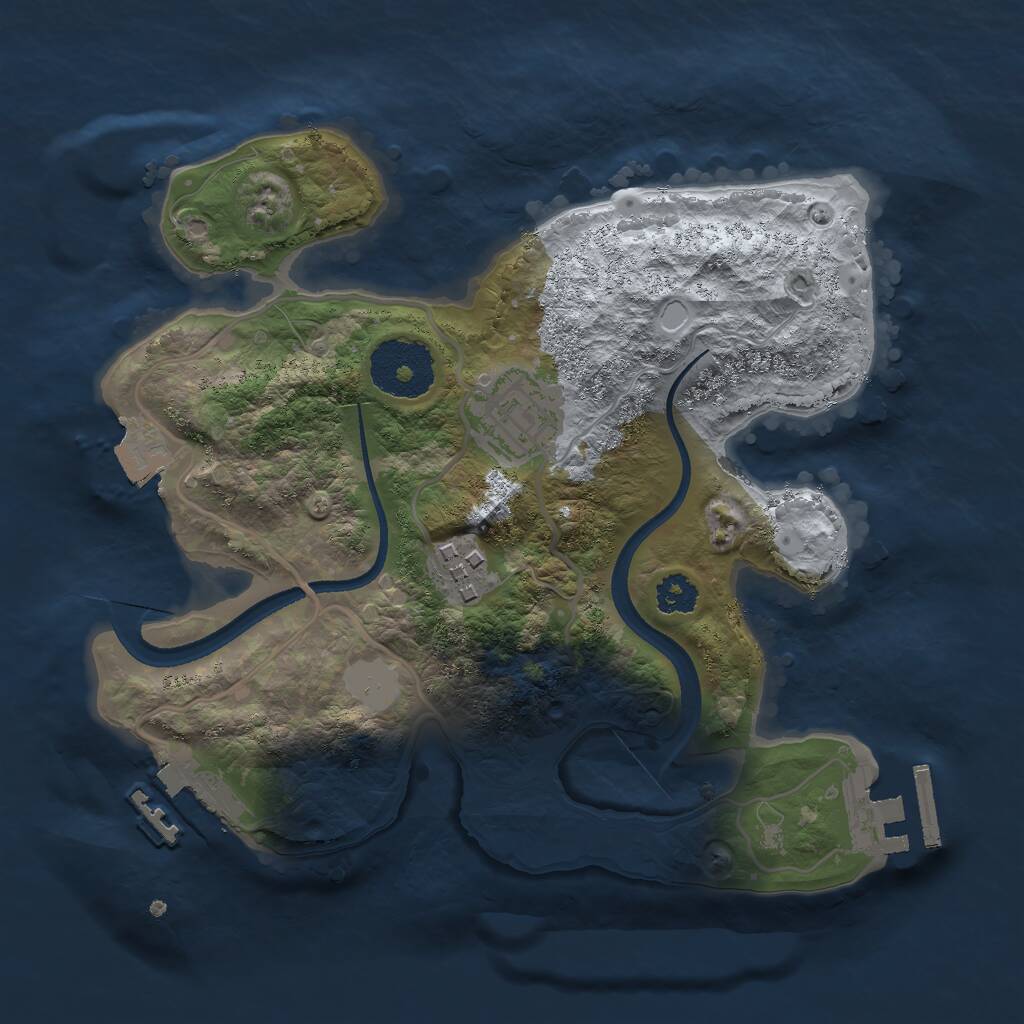 Rust Map: Procedural Map, Size: 2500, Seed: 43276, 5 Monuments