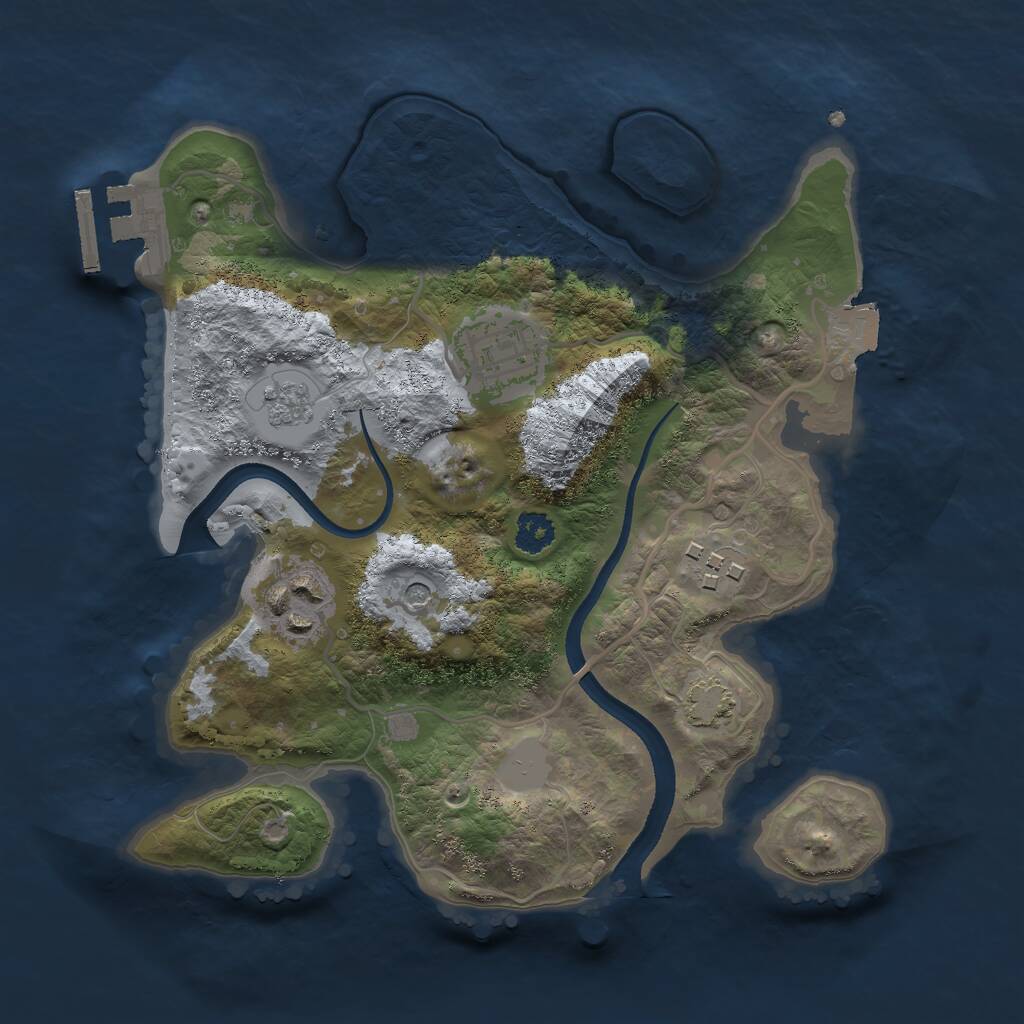Rust Map: Procedural Map, Size: 2500, Seed: 24347, 8 Monuments